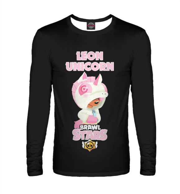 Мужской лонгслив с притом Brawl Stars UNICORN цвета Белый Мужской лонгслив с изображением Brawl Stars UNICORN цвета Белый