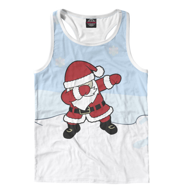 Мужская майка-борцовка с изображением Дед Мороз цвета Белый