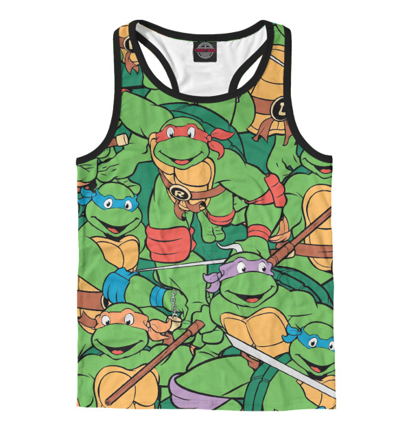 Мужская майка-борцовка с изображением Черепашки-ниндзя цвета Белый