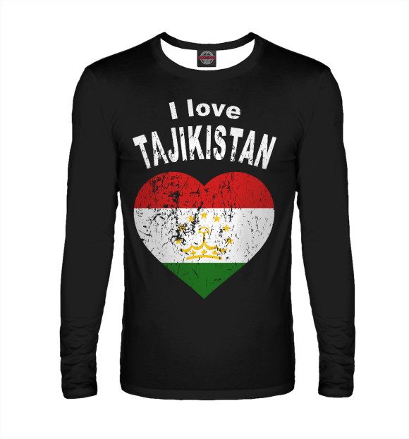 Мужской лонгслив с изображением Tajikistan цвета Белый
