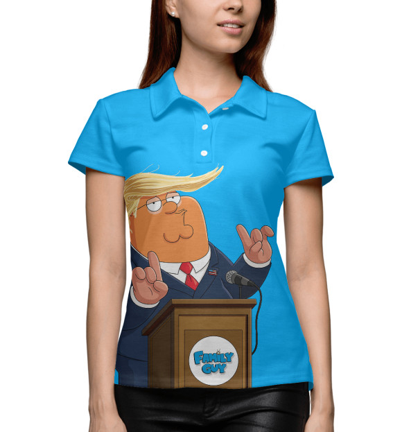 Женское поло с изображением Питер Гриффин Трамп цвета Белый