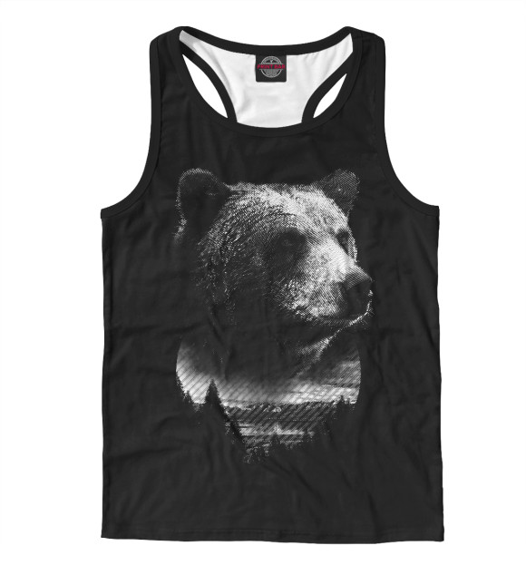 Мужская майка-борцовка с изображением Медведь цвета Белый