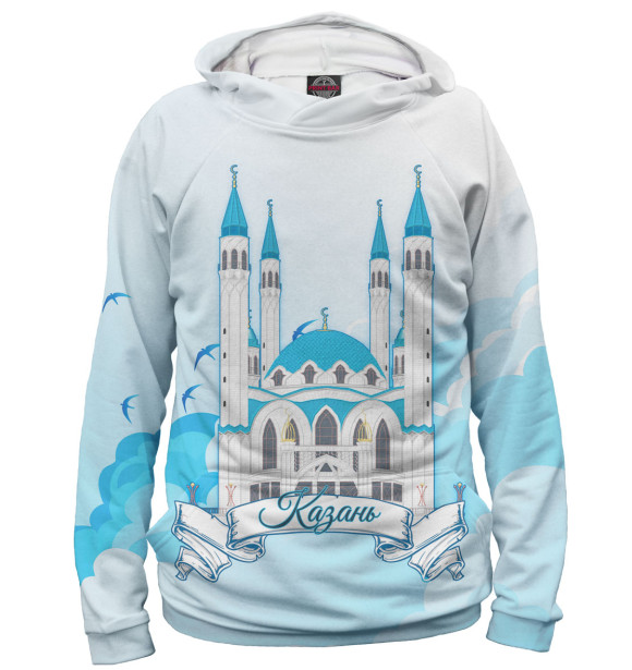 Женское худи с изображением Казань цвета Белый