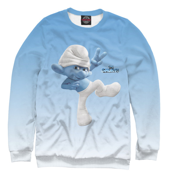 Мужской свитшот с изображением Смурфики цвета Белый