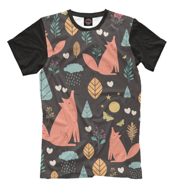 Мужская футболка с изображением лесная тема цвета Молочно-белый