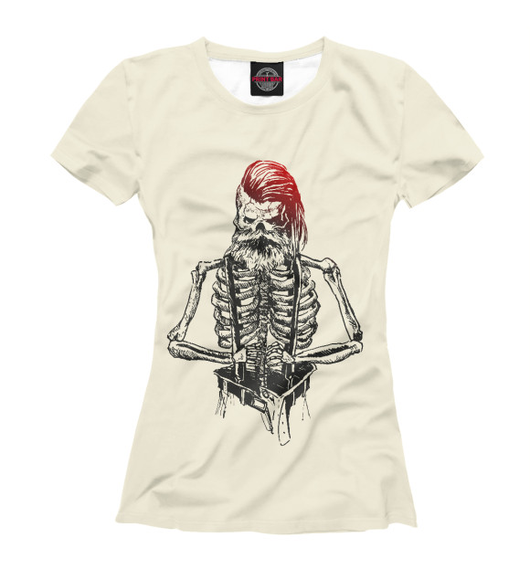 Женская футболка с изображением Скелет-хипстер цвета Белый