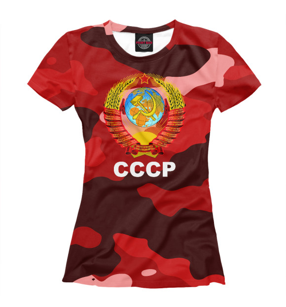 Футболка для девочек с изображением СССР Камуфляж цвета Белый