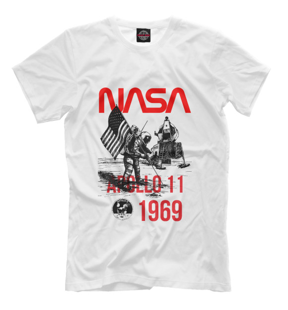 Мужская футболка с изображением Nasa Apollo 11, 1969 цвета Белый