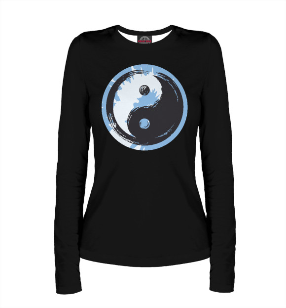 Женский лонгслив с изображением Yin Yang цвета Белый