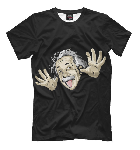 Мужская футболка с изображением Эйнштейн цвета Черный