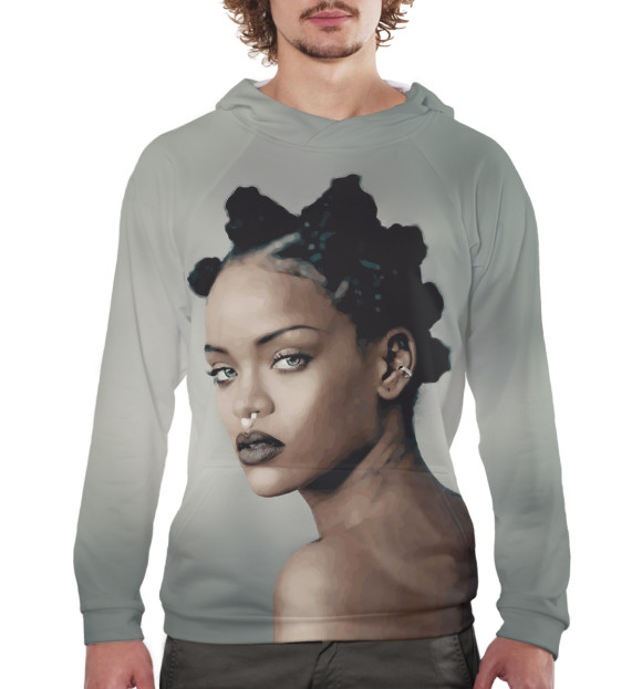 Мужское худи с изображением Rihanna цвета Белый
