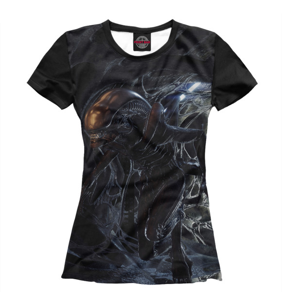 Женская футболка с изображением Alien Чужой цвета Р‘РµР»С‹Р№