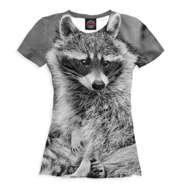 Женская футболка с изображением Енот цвета Белый