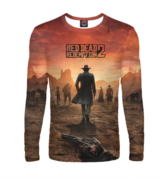 Мужской лонгслив с изображением Дикий запад rdr2 цвета Белый