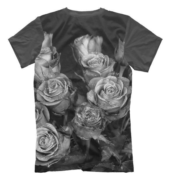 Мужская футболка с изображением Черно-белые розы цвета Белый