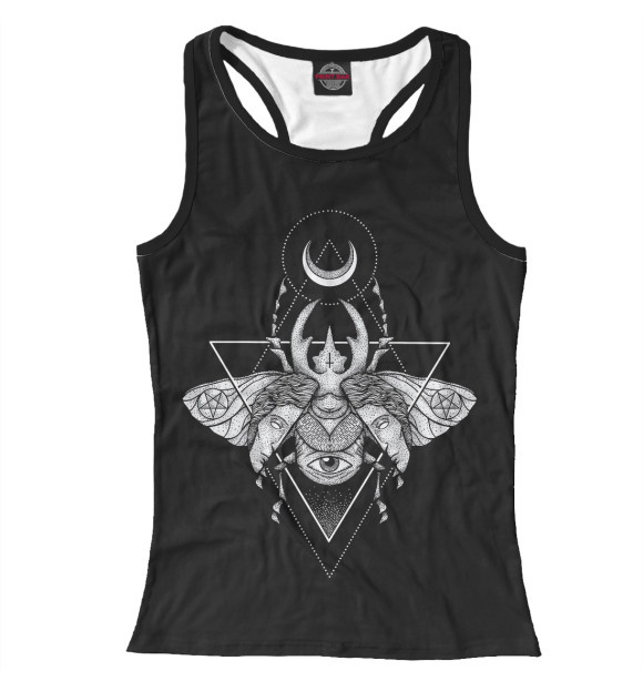 Женская майка-борцовка с изображением Оккультный жук цвета Белый