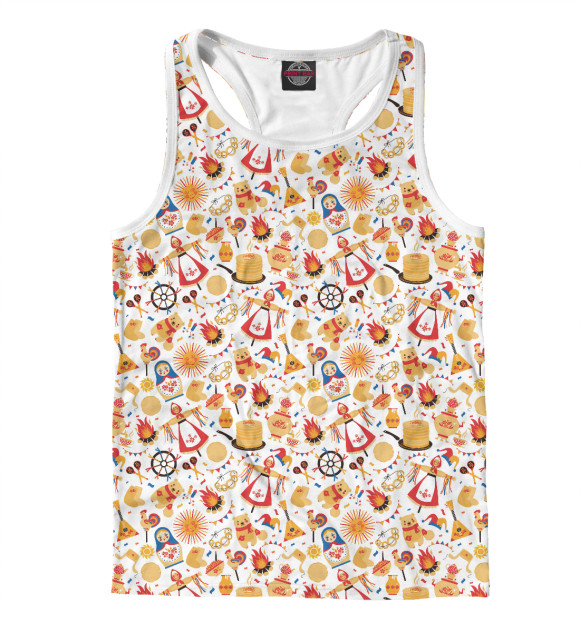 Мужская майка-борцовка с изображением Масленица цвета Белый