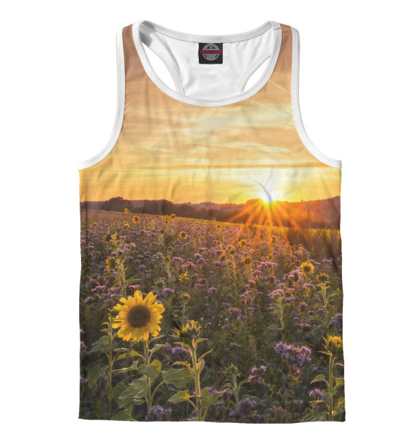 Мужская майка-борцовка с изображением Подсолнухи цвета Белый