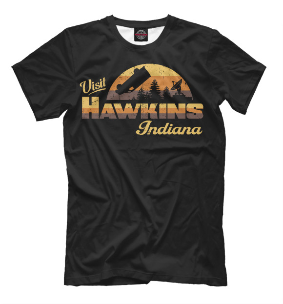 Мужская футболка с изображением Хоукинс цвета Черный