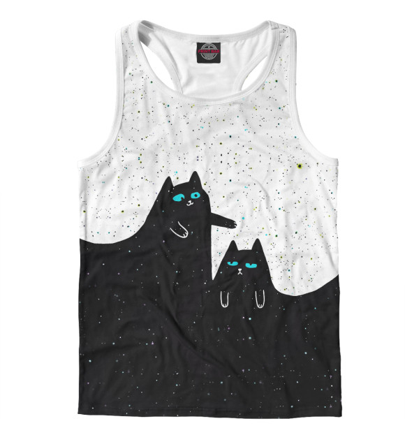 Мужская майка-борцовка с изображением Котики цвета Белый