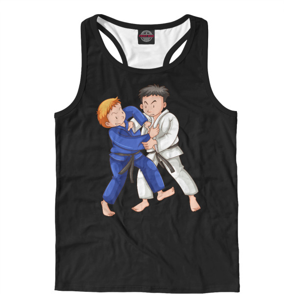 Мужская майка-борцовка с притом Дзюдо цвета Белый Мужская майка-борцовка с изображением Дзюдо цвета Белый