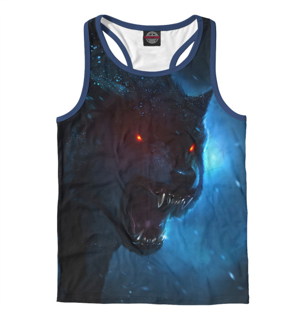 Мужская майка-борцовка с изображением Волчик цвета Белый