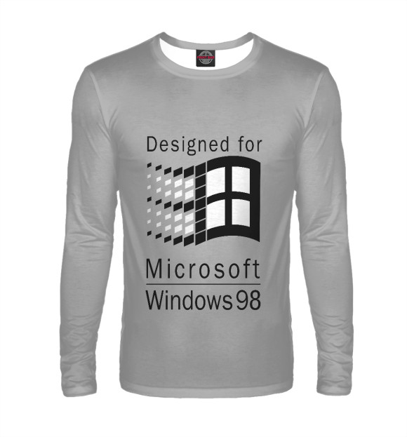 Мужской лонгслив с изображением Microsoft Wiindows 98 цвета Белый