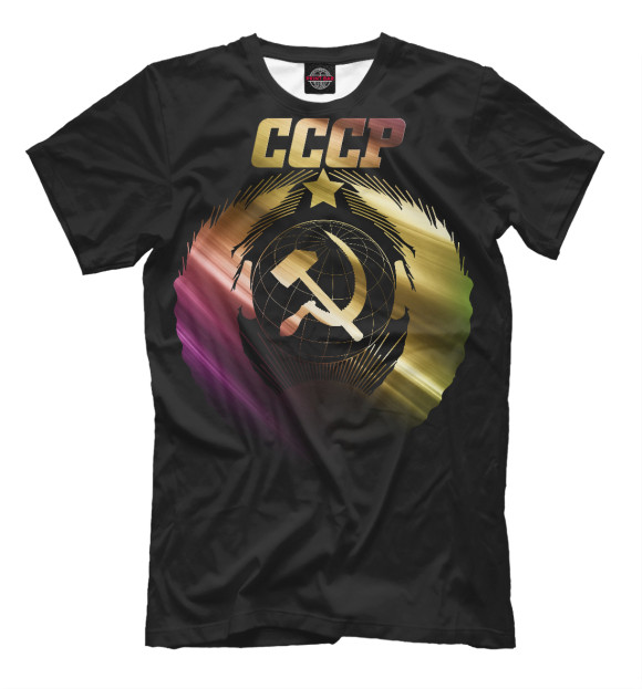 Мужская футболка с изображением Арт герб СССР цвета Черный
