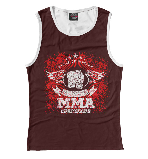 Майка для девочки с притом MMA CHAMPIONS цвета Белый Майка для девочки с изображением MMA CHAMPIONS цвета Белый