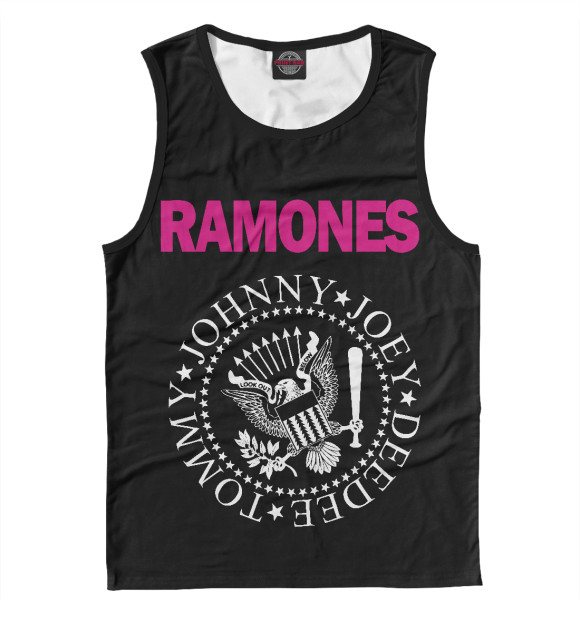 Майка для мальчика с притом Ramones pink цвета Белый Майка для мальчика с изображением Ramones pink цвета Белый