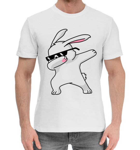 Мужская хлопковая футболка с изображением Кролик DAB цвета Белый