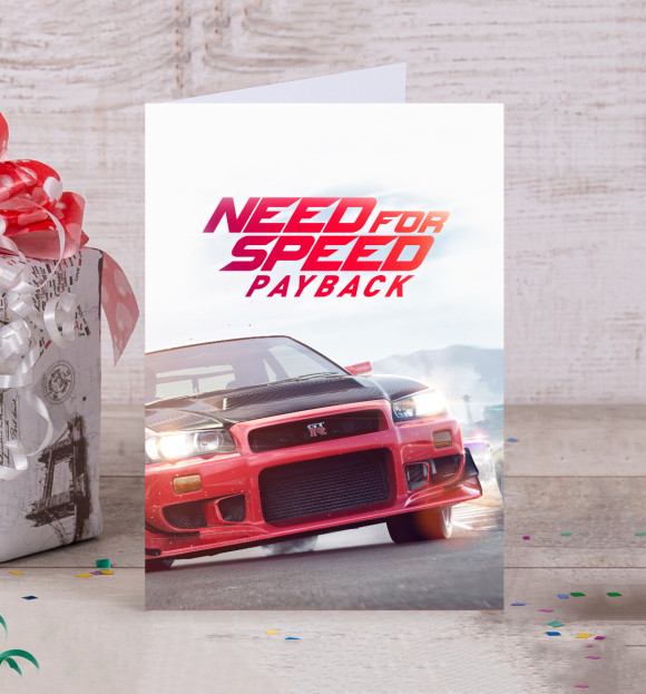 Открытка с изображением Need For Speed цвета Белый