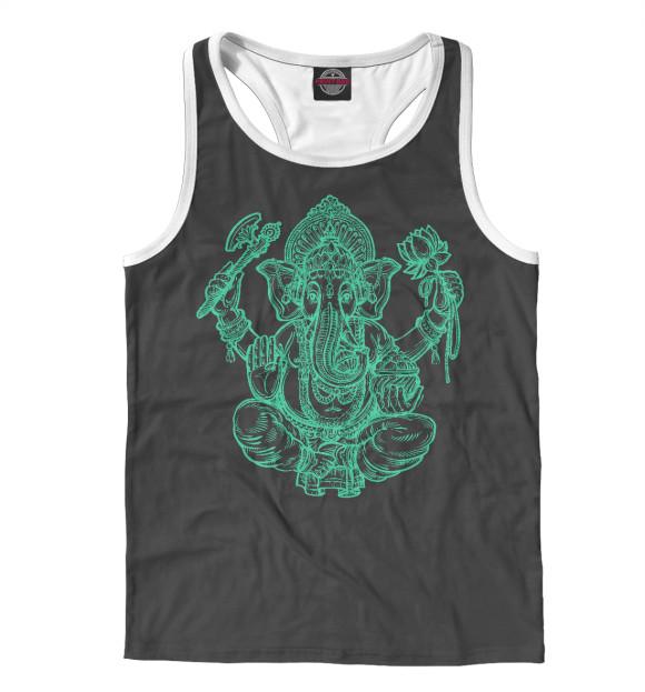 Мужская майка-борцовка с изображением Ганеш цвета Белый