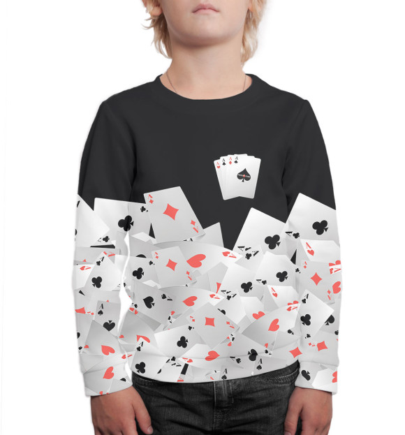Свитшот для мальчиков с изображением Покер цвета Белый