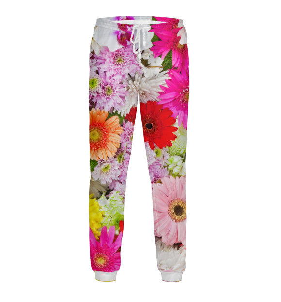 Мужские спортивные штаны с изображением Цветы цвета Белый