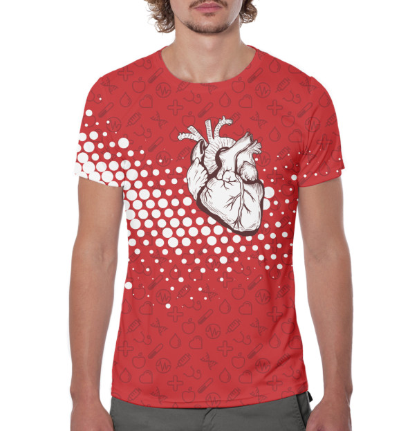 Мужская футболка с изображением Сердце цвета Белый