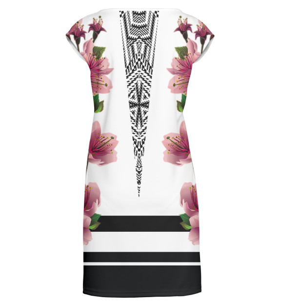 Платье без рукавов с изображением Цветы цвета Белый