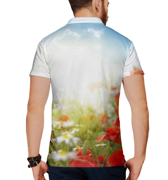 Мужское поло с изображением Маки цвета Белый