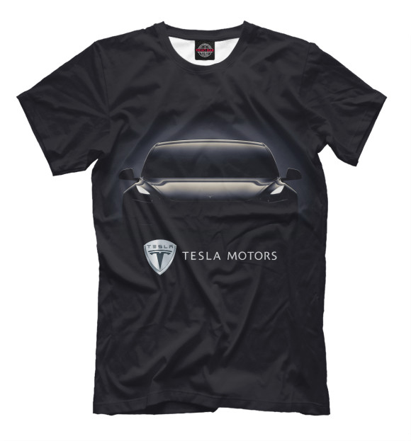 Мужская футболка с изображением Tesla Model 3 цвета Черный