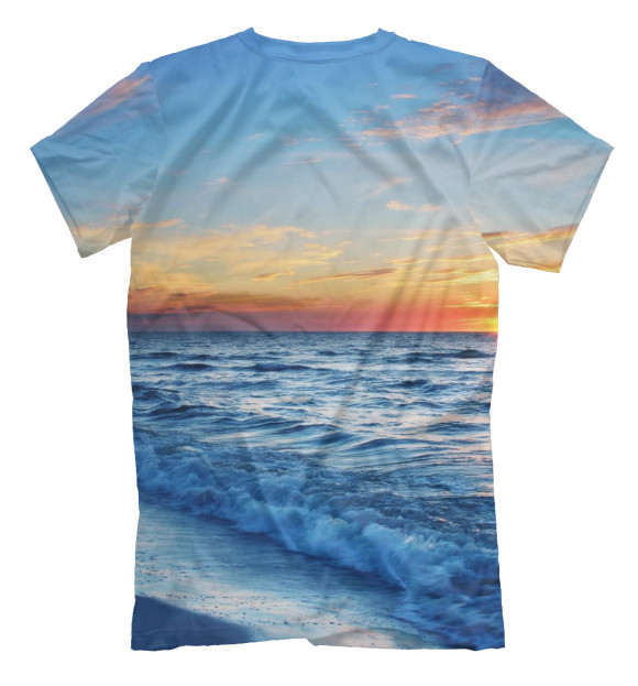 Мужская футболка с изображением Сказочный закат на море цвета Белый