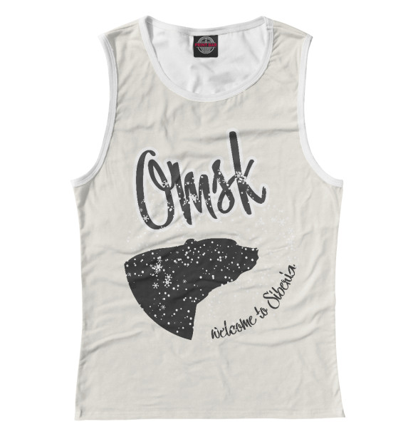 Женская майка с изображением Омск цвета Белый