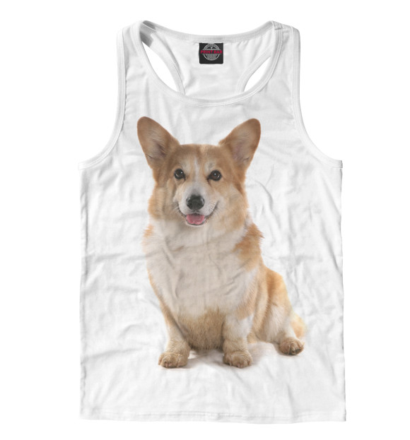 Мужская майка-борцовка с изображением Вельш-корги цвета Белый