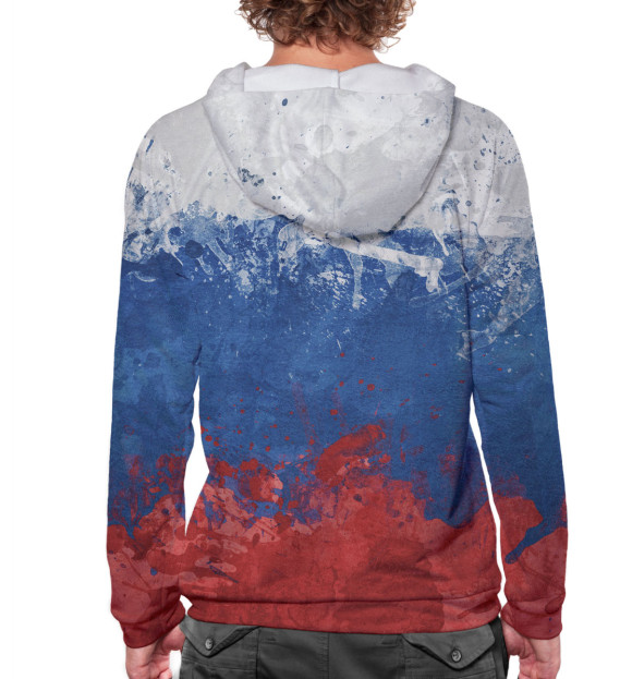 Мужское худи с изображением Триколор цвета Белый