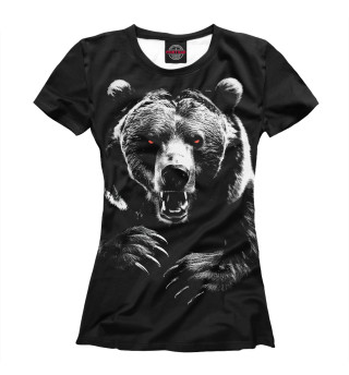 Женская футболка Медведь с красными глазами