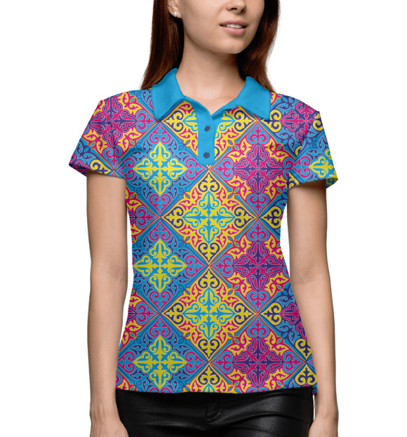 Женское поло с изображением Орнамент цвета Белый