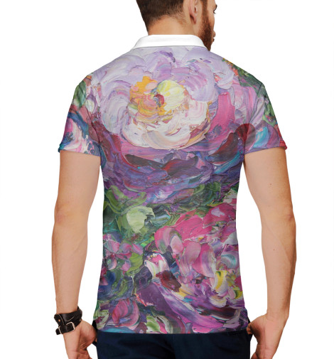 

Поло Print Bar, Белый, Пионы