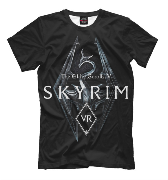 Мужская футболка с изображением Skyrim VR цвета Черный