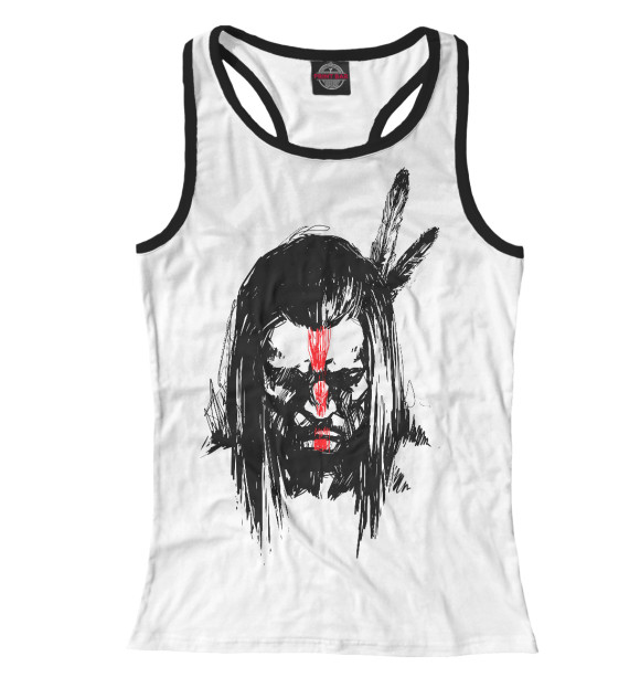 Женская майка-борцовка с изображением Индеец цвета Белый
