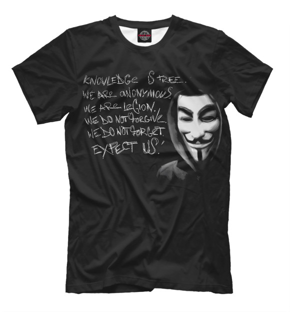 Мужская футболка с изображением Anonymous - One цвета Черный