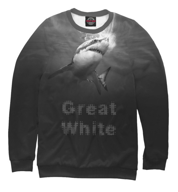 Свитшот для мальчиков с изображением Great White цвета Белый